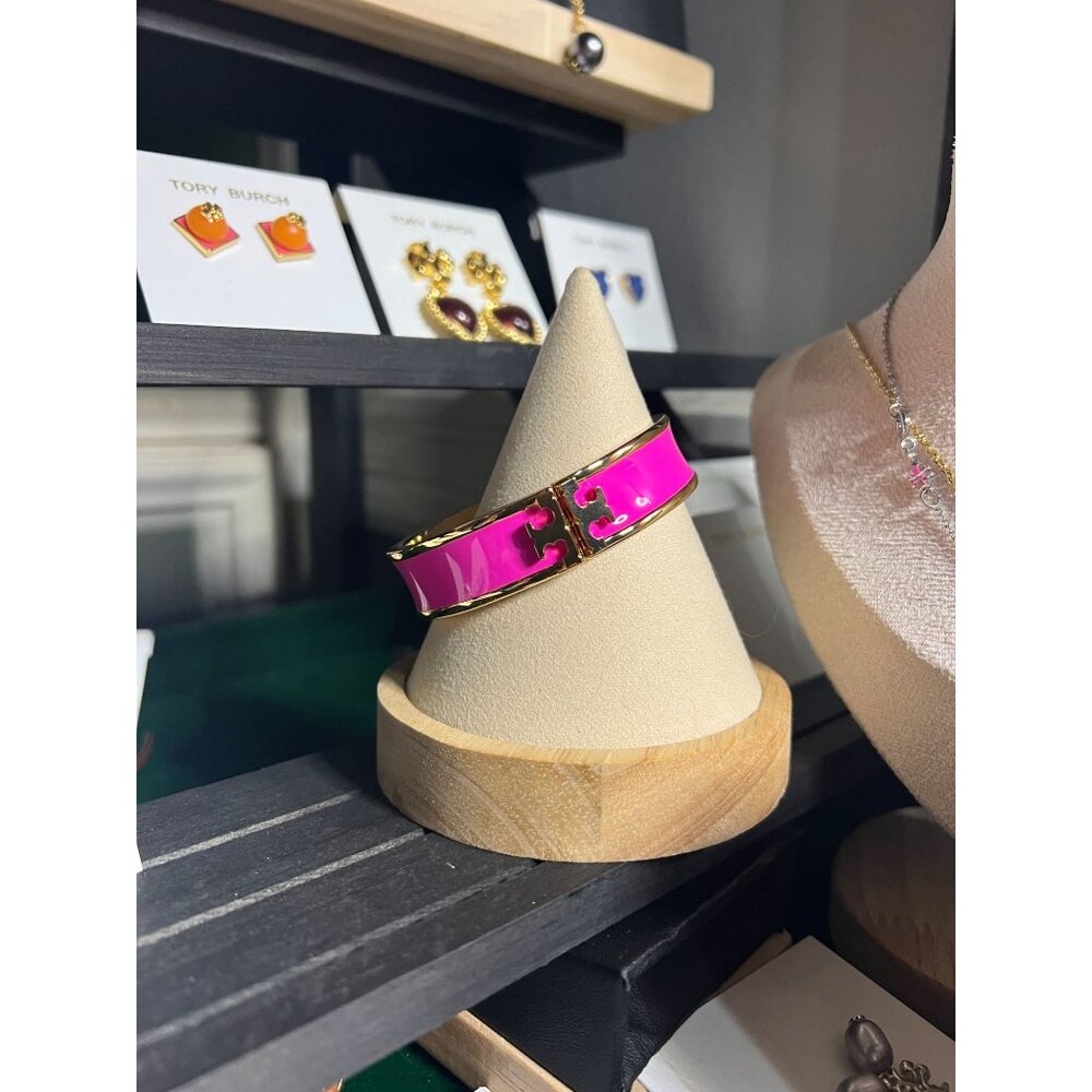 Tory Burch Pink &amp; Gold Kira Enameled Bracelet - Picture 4 of 5